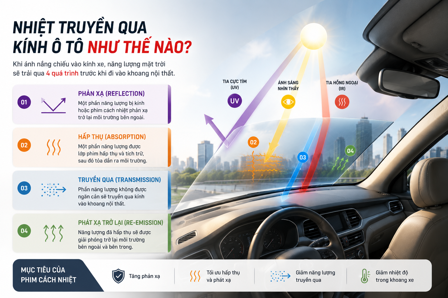 Nhiệt truyền qua kính ô tô như thế nào?