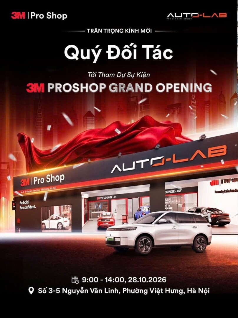 Thư mời sự kiện 3M Pro Shop Grand Opening của Auto-Lab tại Hà Nội